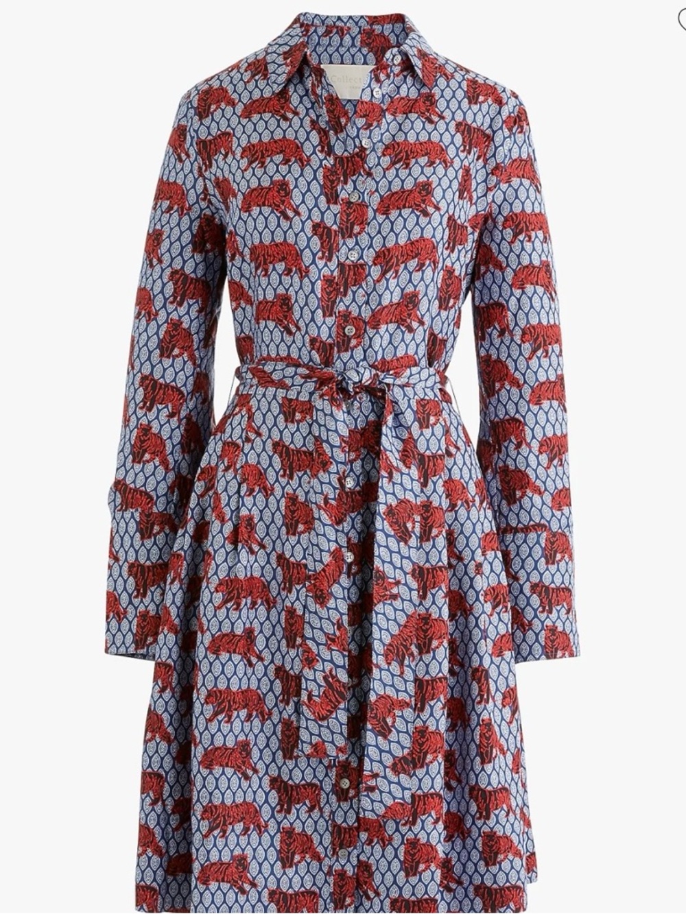 J. Crew Collection silk twill shirt-dress in roaming tiger print - Picture 3 of 6